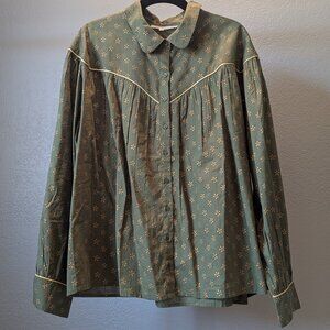 The Great, The Westerner Top (Size 2/ M) Army Green with Gold Stamp